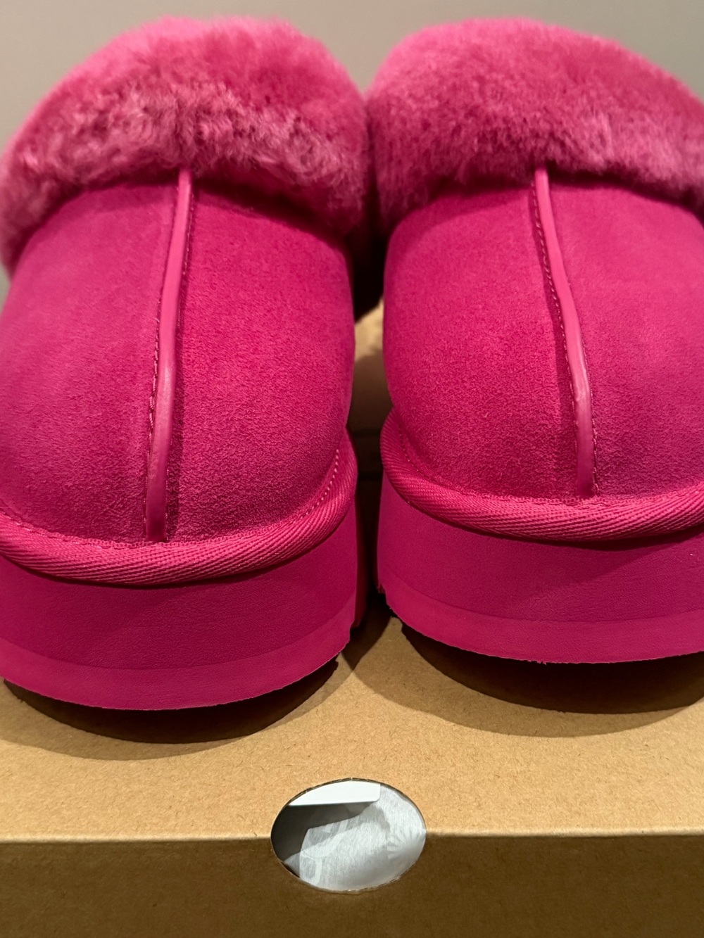 UGG Women's Hot Pink Suede Plush Clog Slippers- Women’s- Size 7